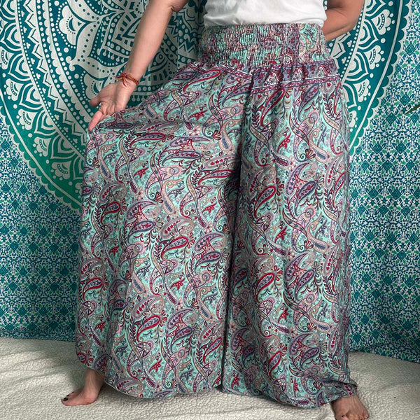 Wide Leg Silk Palazzo Pant