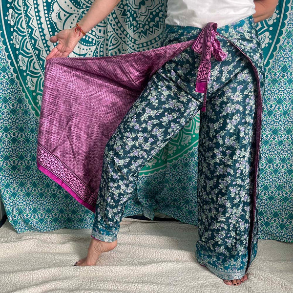 Wrap Around Reversible Silk Palazzo Pants