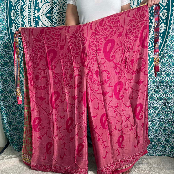 Wrap Around Reversible Silk Palazzo Pants