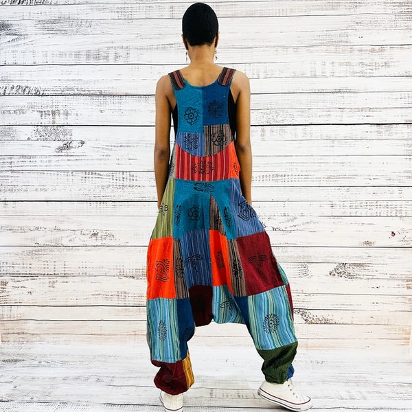 Boho Cotton Patchwork Overalls