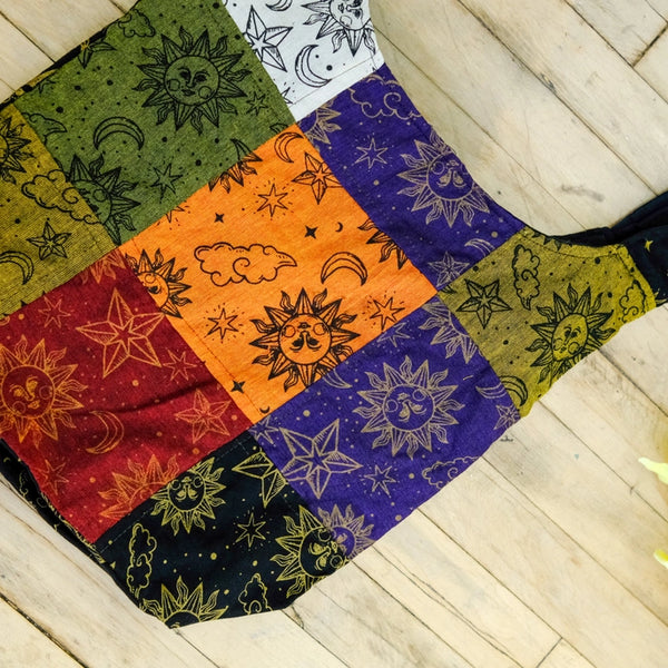 Celestial Patchwork Cotton Messenger Bag