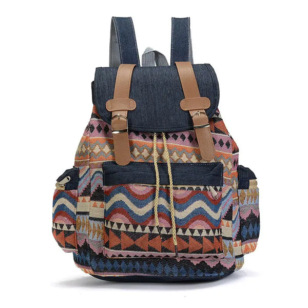 Tribal college luxury string boho backpack