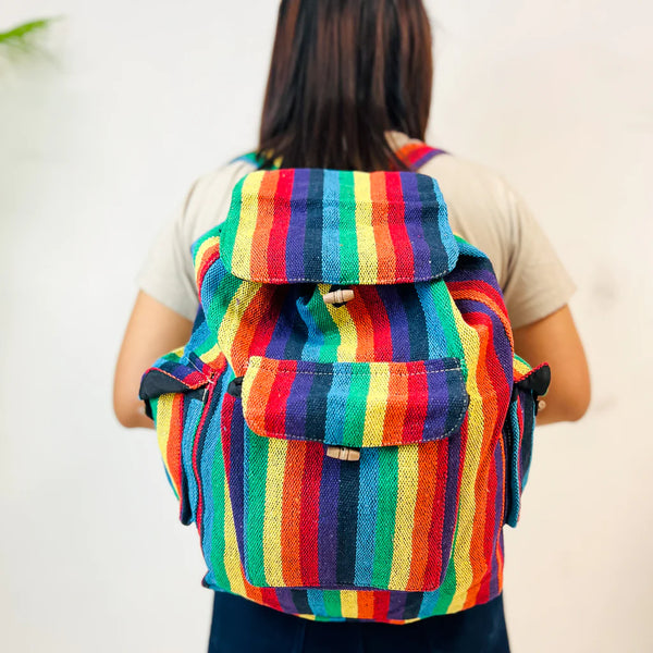 Handmade Rainbow/Pride Unisex Cotton Backpack