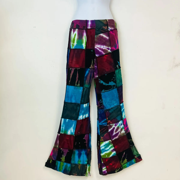 Patchwork Tie Dye Hippie Colorful Boho Wide Leg Pant