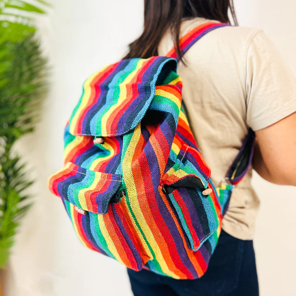 Handmade Rainbow/Pride Unisex Cotton Backpack