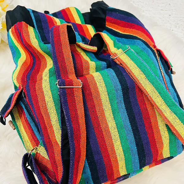 Handmade Rainbow/Pride Unisex Cotton Backpack