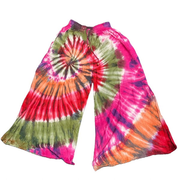 Tie Dye Drawstring Long Palazzo Pants with pocket