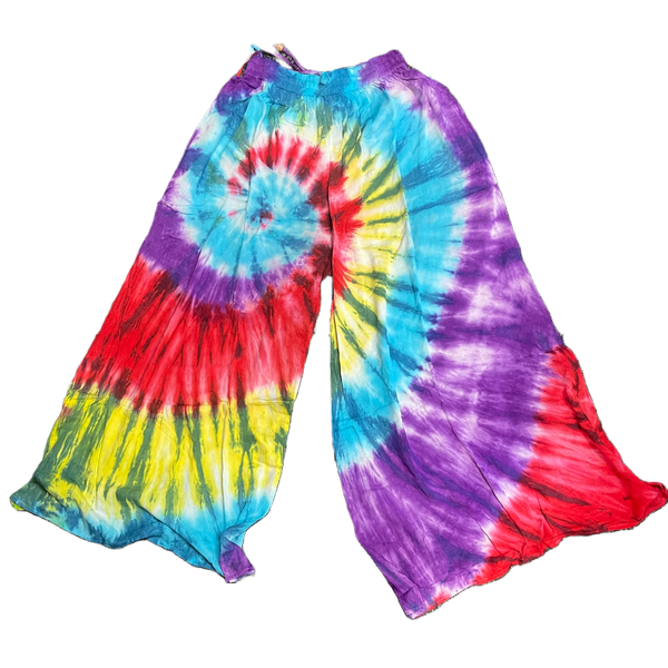 Tie Dye Drawstring Long Palazzo Pants with pocket