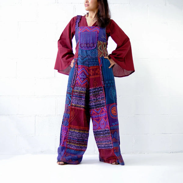 Patchwork Multicolor Bohemian Wide Leg Jumpsuit