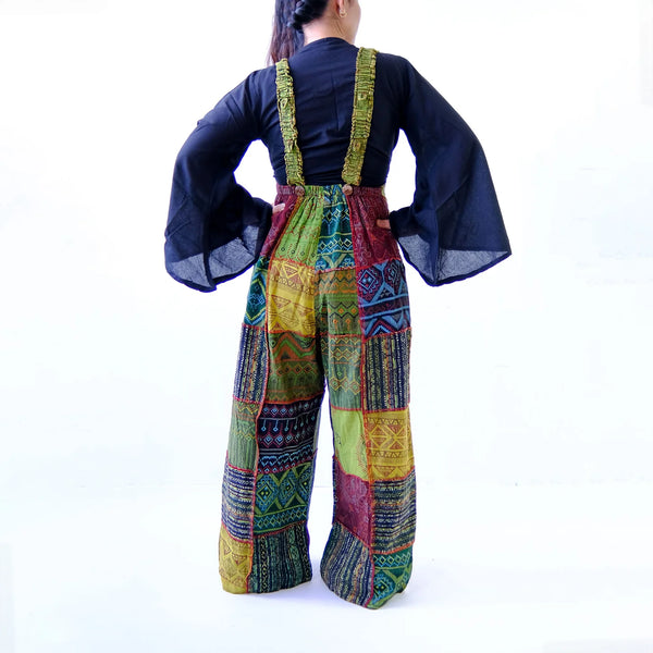 Patchwork Multicolor Bohemian Wide Leg Jumpsuit