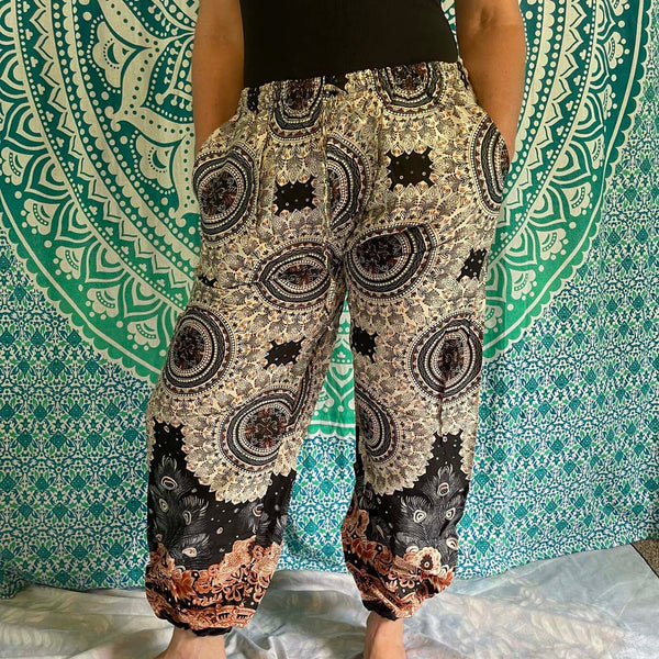 Mandala Drawstring harem pants with side pockets