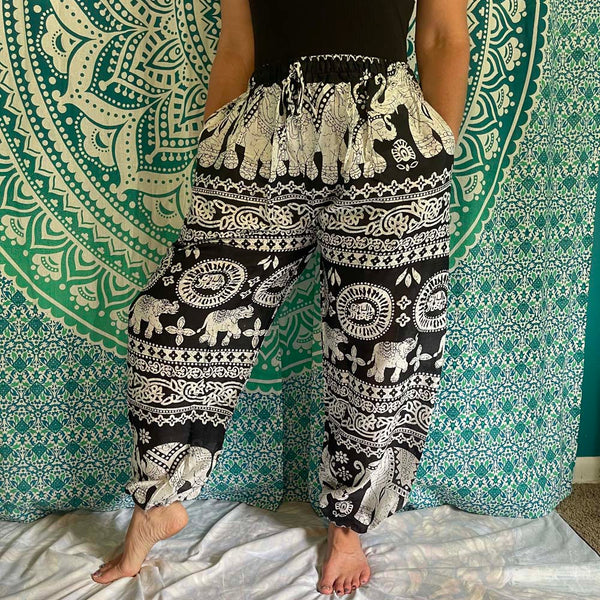 Elephat Drawstring Harem Pants with side pockets