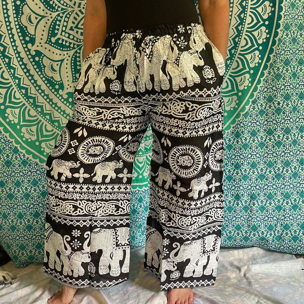 Elephat Drawstring Wide Leg Harem Pants with side pockets