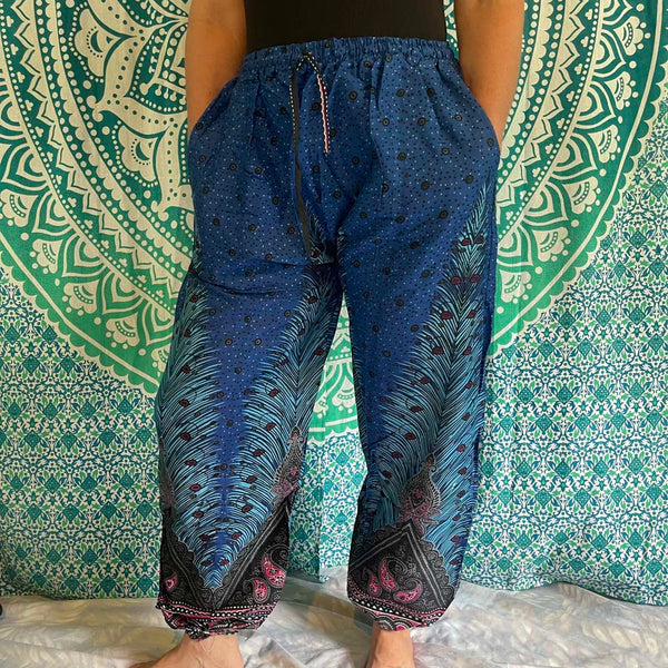 Drawstring Peacock Harem Pants with pockets