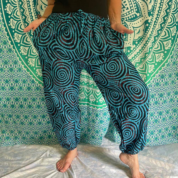 Drawstring Spiral Harem Pants with side pockets