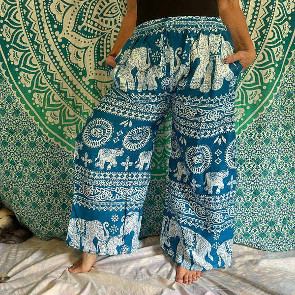 Elephat Drawstring Wide Leg Harem Pants with side pockets