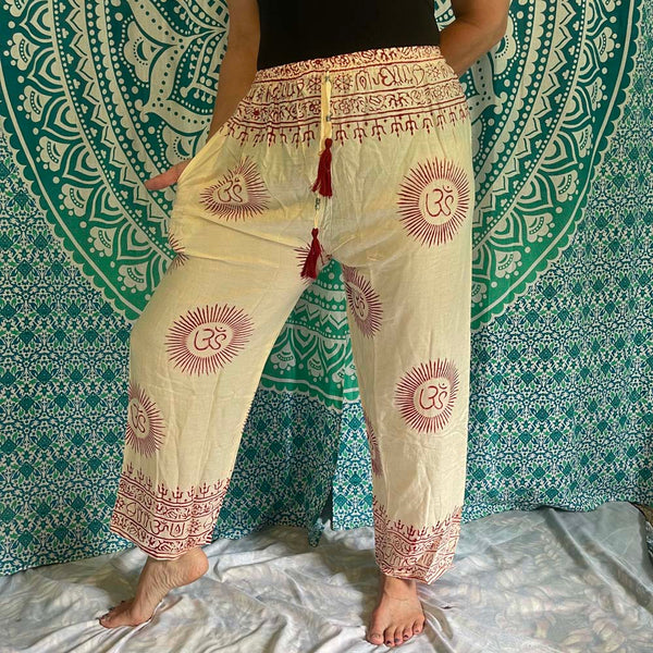 Om Drawstring Harem Pants with right pocket