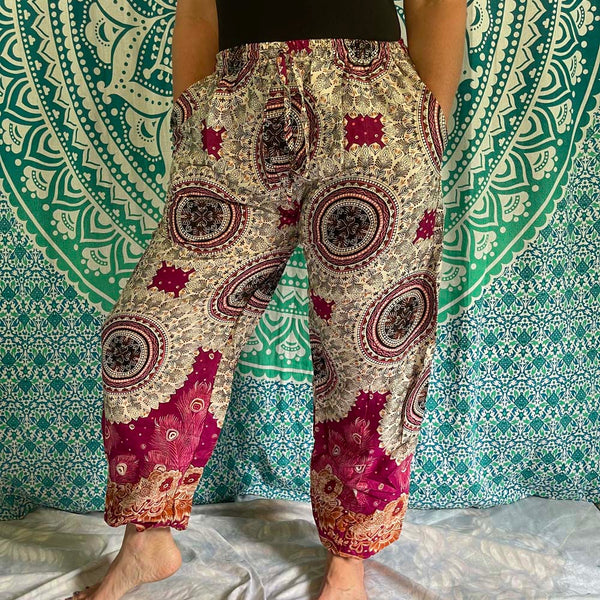 Mandala Drawstring harem pants with side pockets