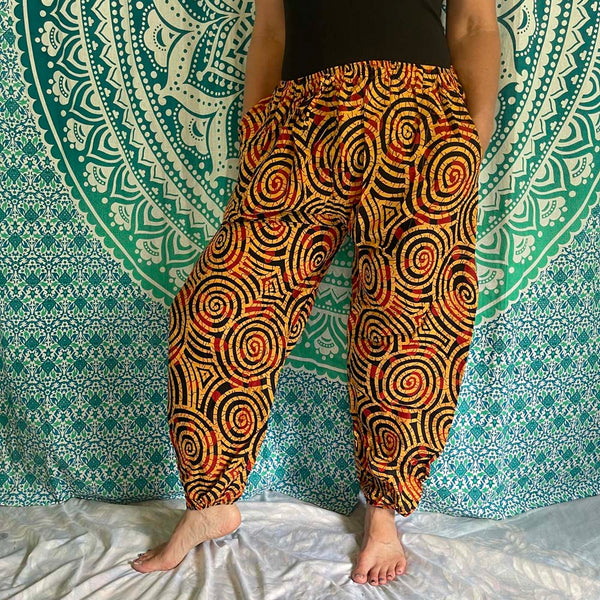 Drawstring Spiral Harem Pants with side pockets