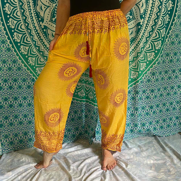 Om Drawstring Harem Pants with right pocket