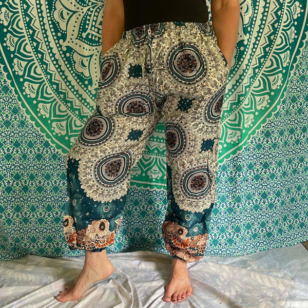 Mandala Drawstring harem pants with side pockets