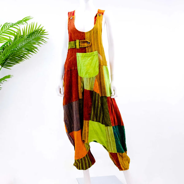 Nature Patchwork Cotton Unisex Jumpsuit