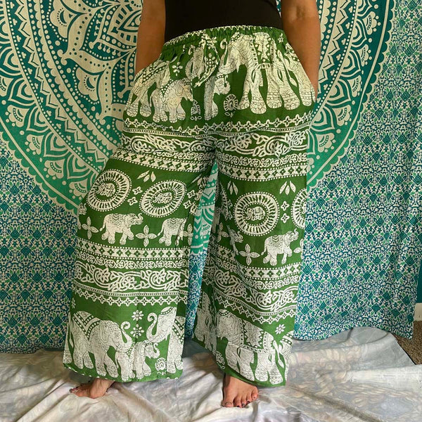 Elephat Drawstring Wide Leg Harem Pants with side pockets