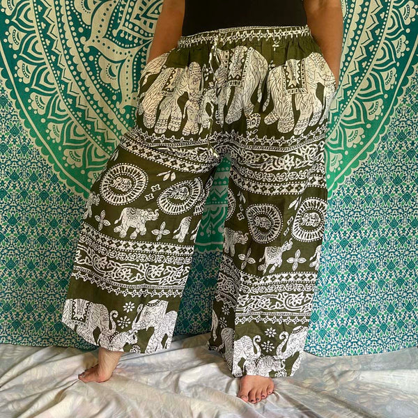 Elephat Drawstring Wide Leg Harem Pants with side pockets