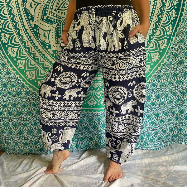 Elephat Drawstring Harem Pants with side pockets