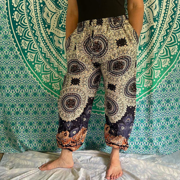 Mandala Drawstring harem pants with side pockets