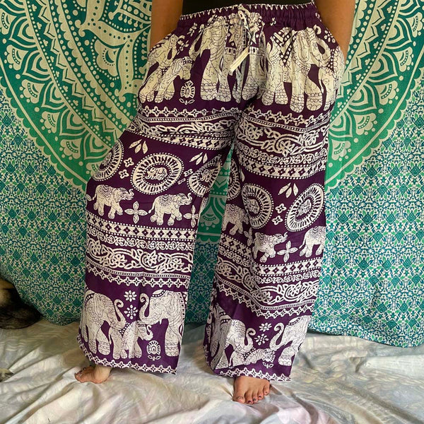 Elephat Drawstring Wide Leg Harem Pants with side pockets