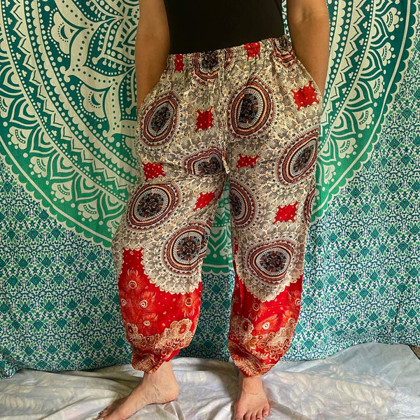 Mandala Drawstring harem pants with side pockets