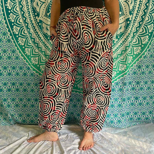 Drawstring Spiral Harem Pants with side pockets