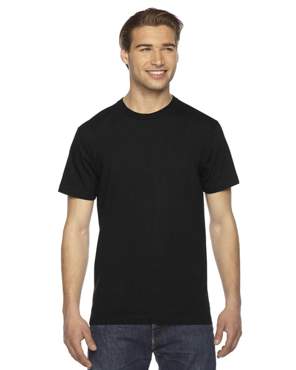 Black t-shirt, front view.