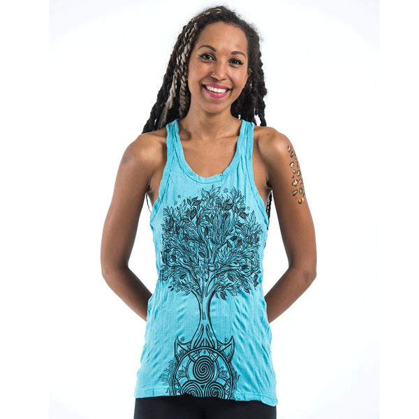 Celtic tree tank top turquoise