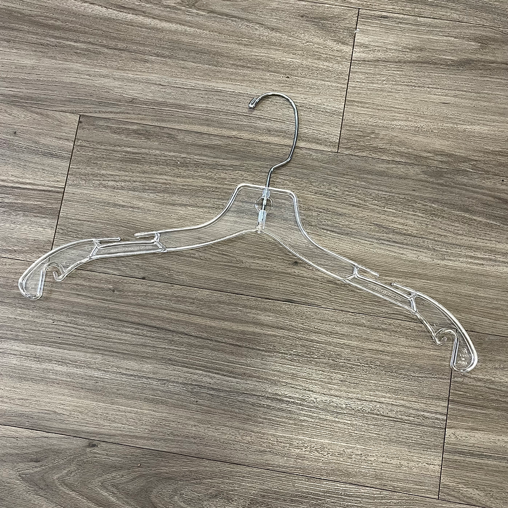 Clear Plastic Hangers With 360 Swivel Metal Hook And Notches For