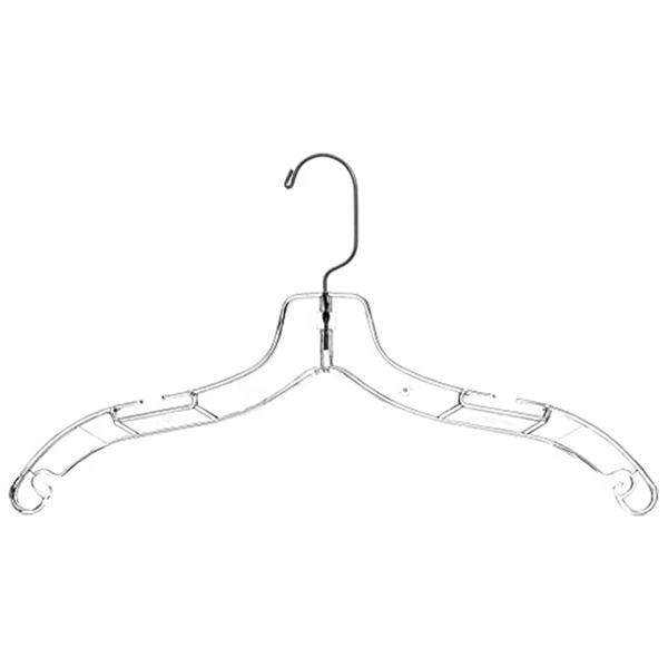 Clear Plastic Hangers With 360 Swivel Metal Hook And Notches For Straps