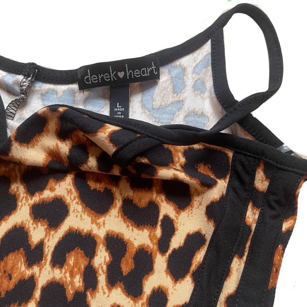 Cheetah derek heart romper close up