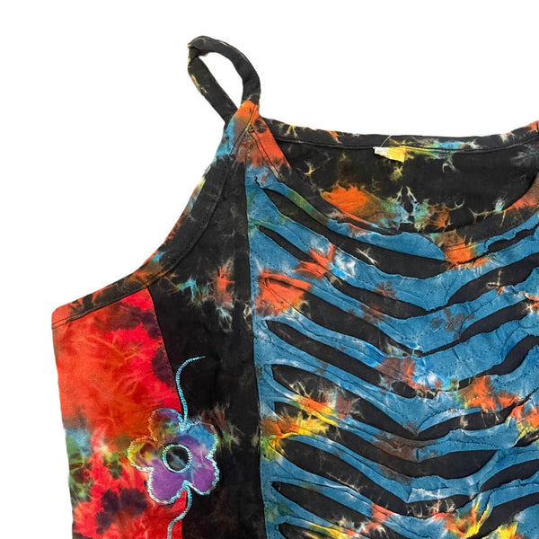 Tie dye razor cut tank top