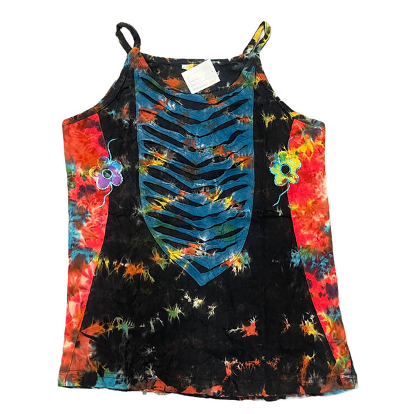 Tie dye razor cut tank top