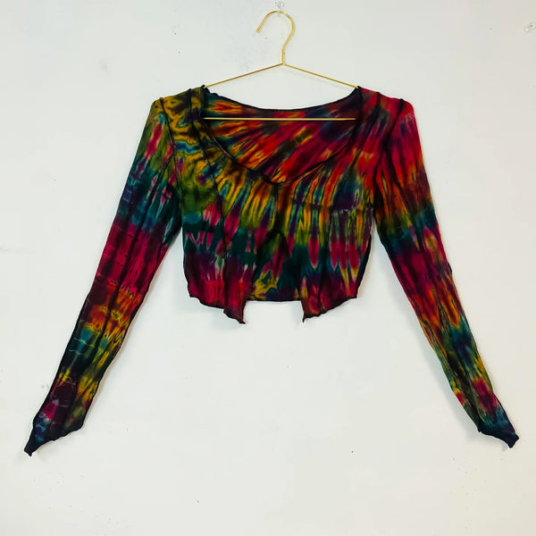 Tie Dye Festival Crop Top with Full Sleeve