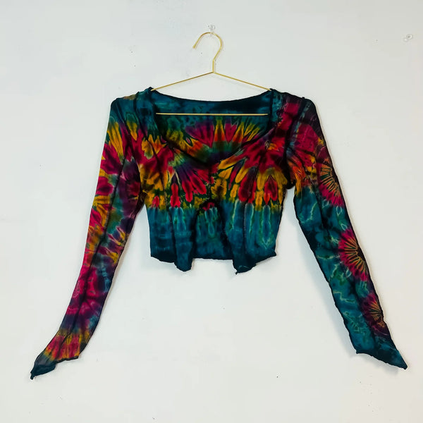 Tie Dye Festival Crop Top with Full Sleeve