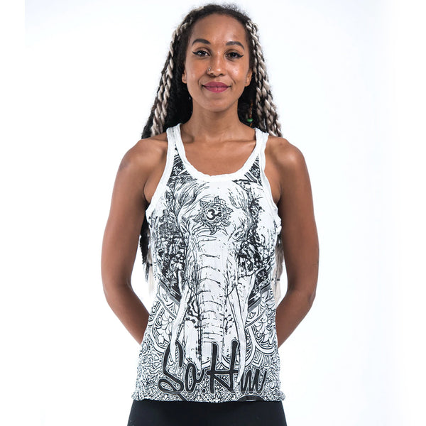 Wild Elephant Tank Top White