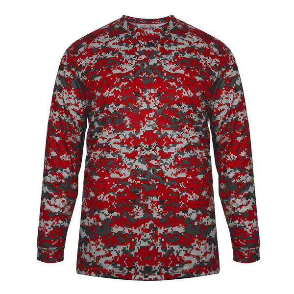 Red alleson digital camo long sleeve shirt youth