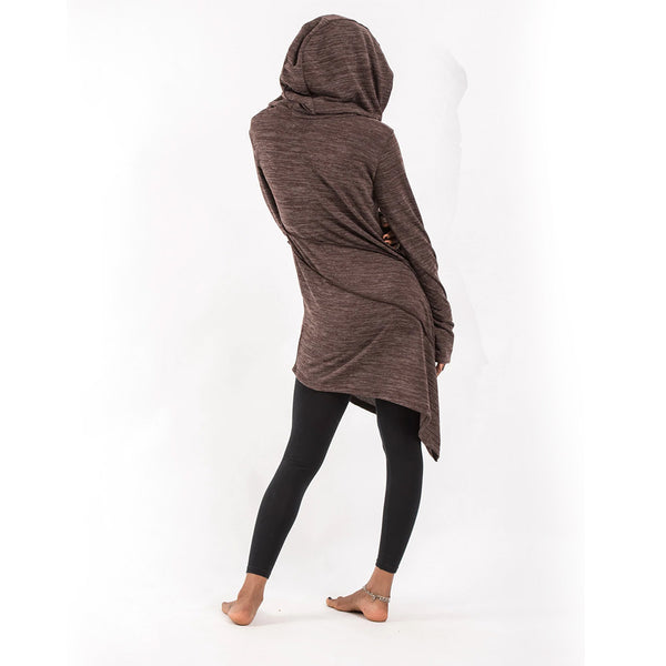 Light Hooded Diagonal Cut Sweater Brown