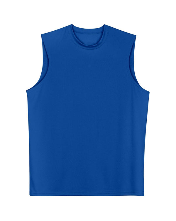 Blue muscle tee Front view.