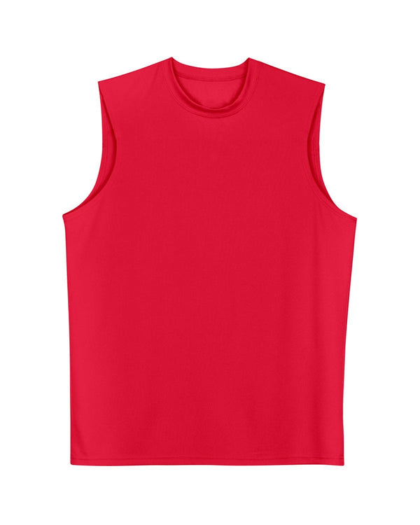 Red muscle tee  Front view.