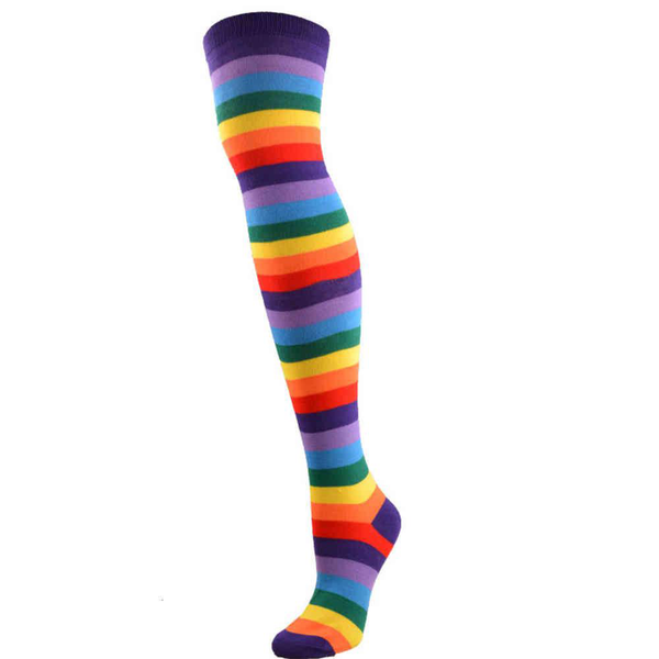 Rainbow stripe knee length socks