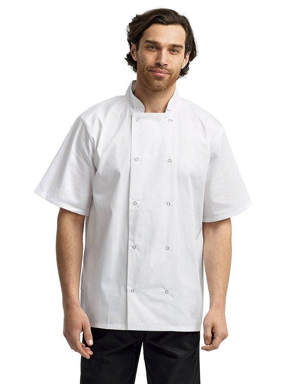 Unisex Studded Front Short-Sleeve Chef's Coat